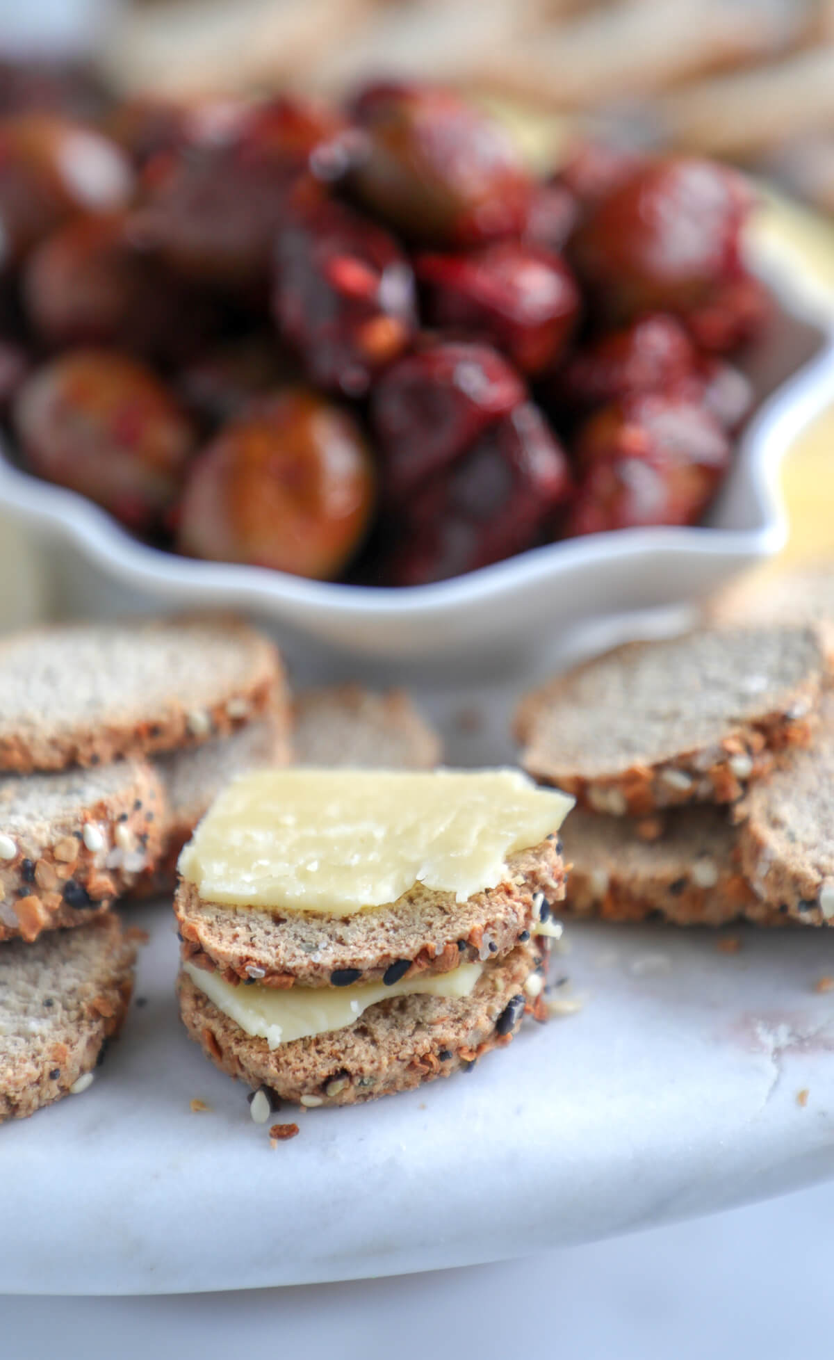 Keto HOP crackers with slices of cheese