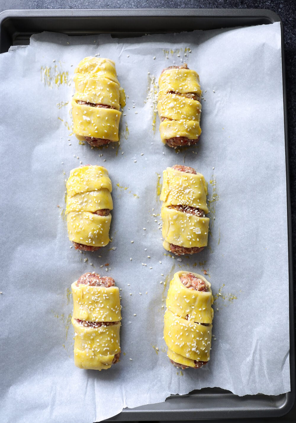 Easy Keto Sausage Rolls Step 2 before baking