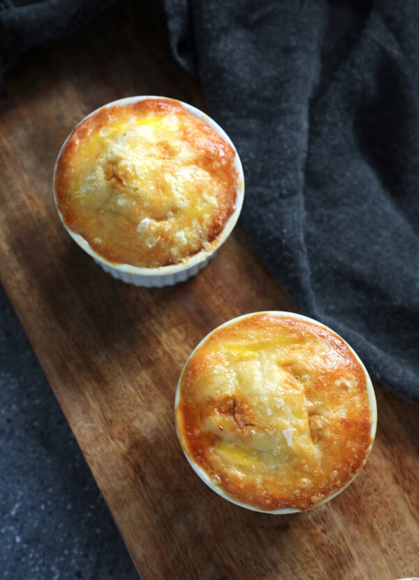 Keto Beef Stew Pie on a wooden board