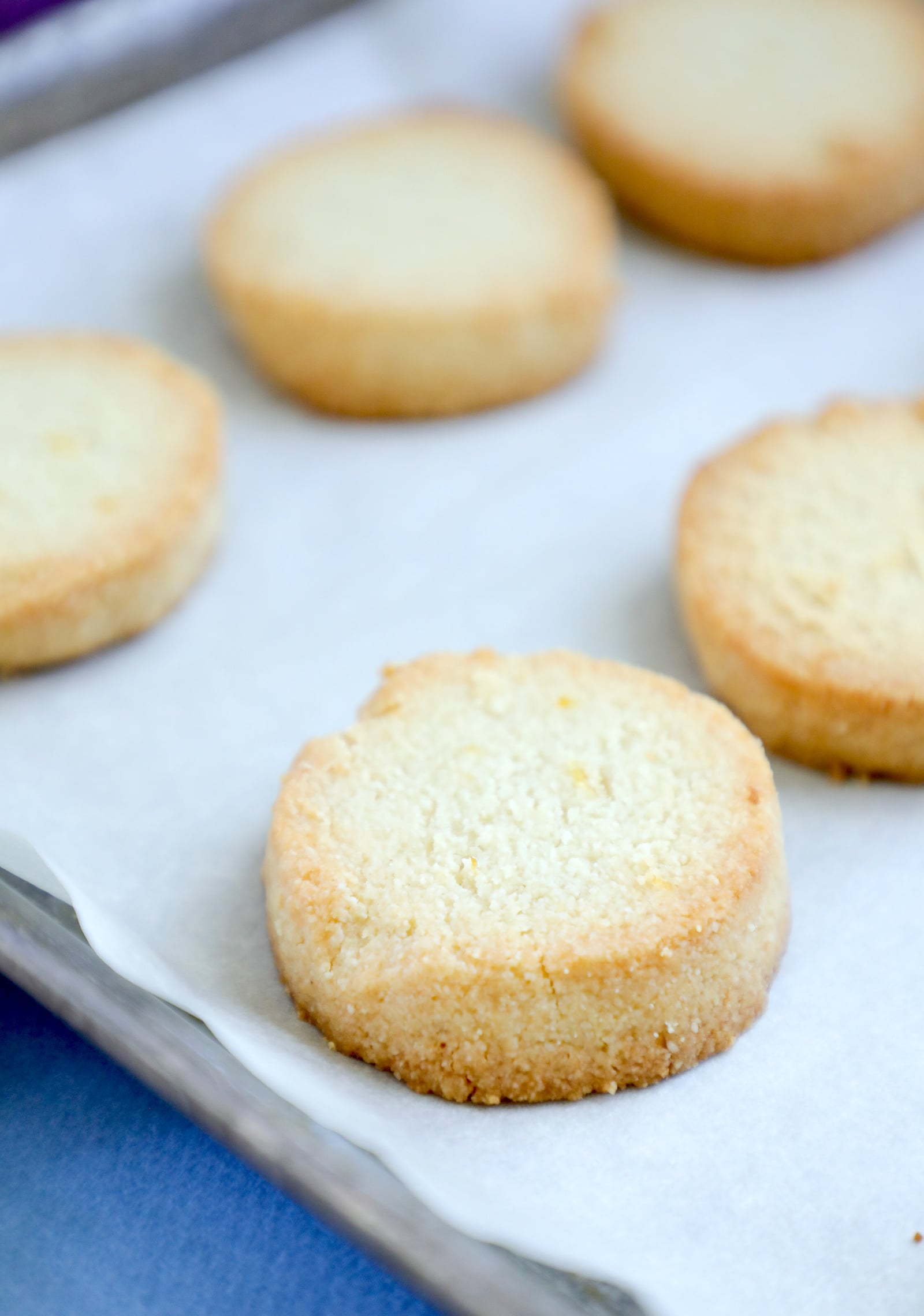 Keto Lemon Shortbread Cookies on parchment paper