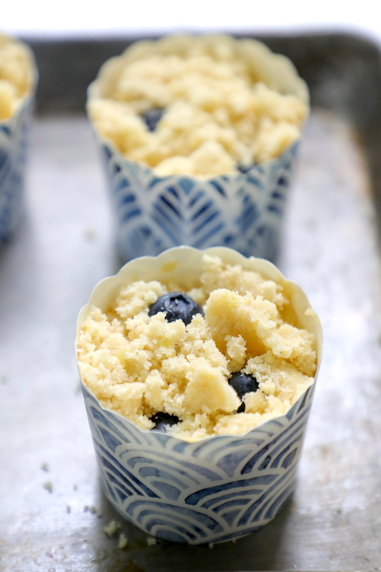 Unbaked keto blueberry muffins