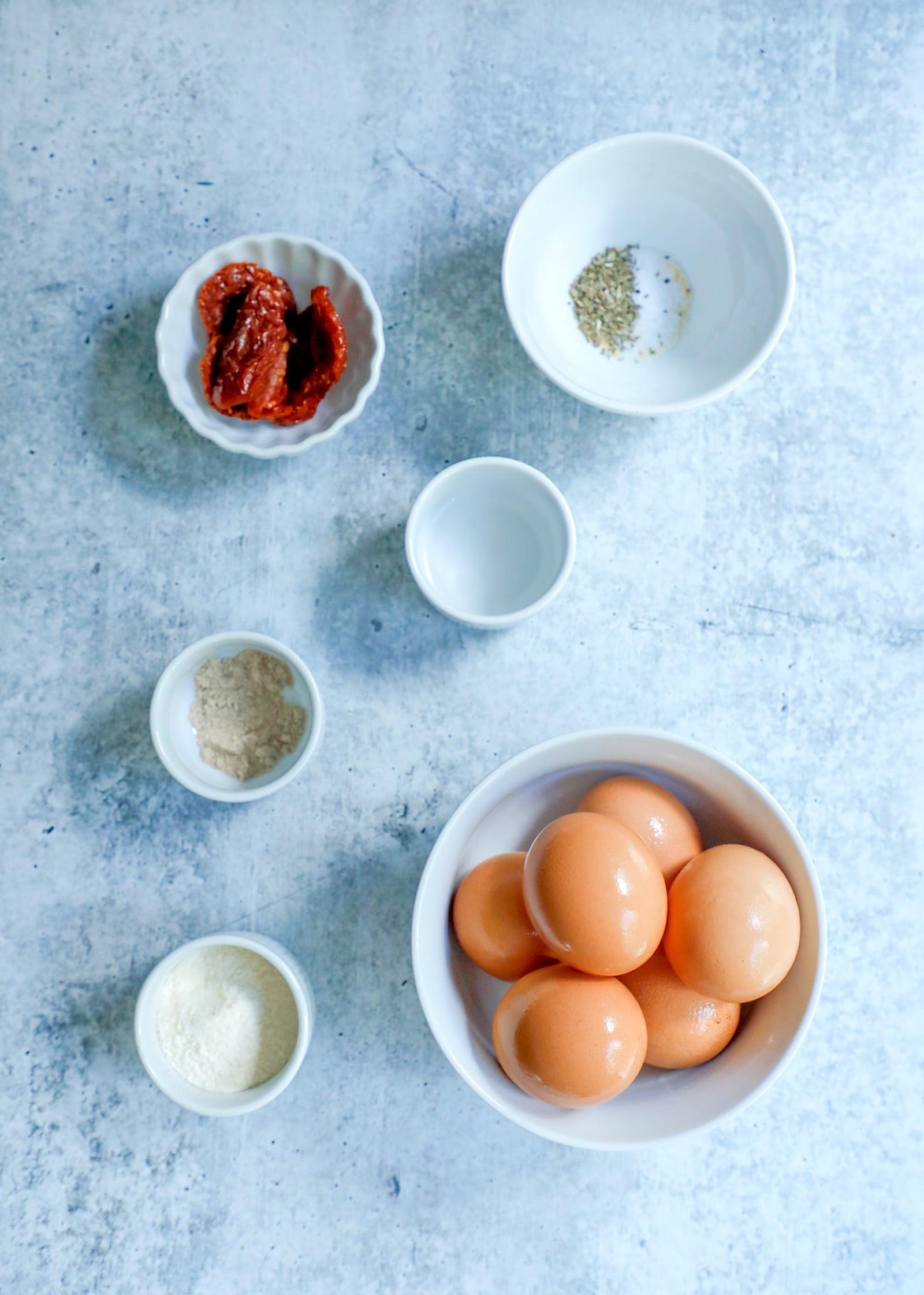 Keto Sandwich Wraps ingredients shown measured out in small bowls