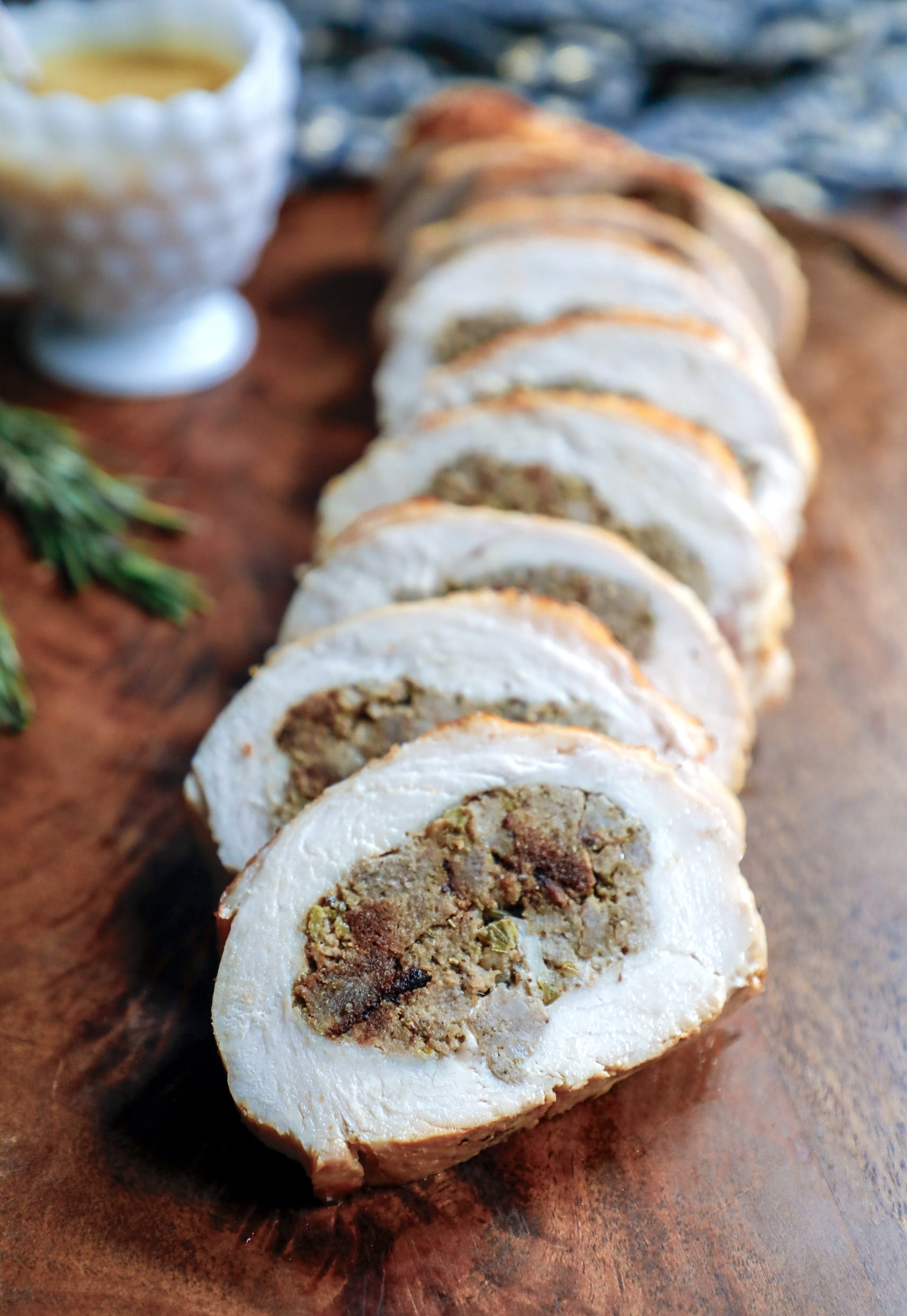 keto turkey roulade slice and ready to serve
