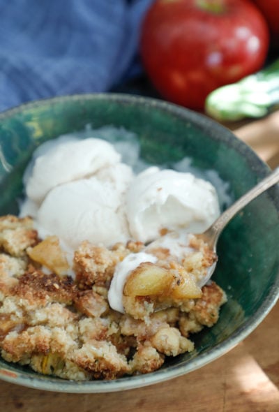 keto apple crisp with vanilla ice cream