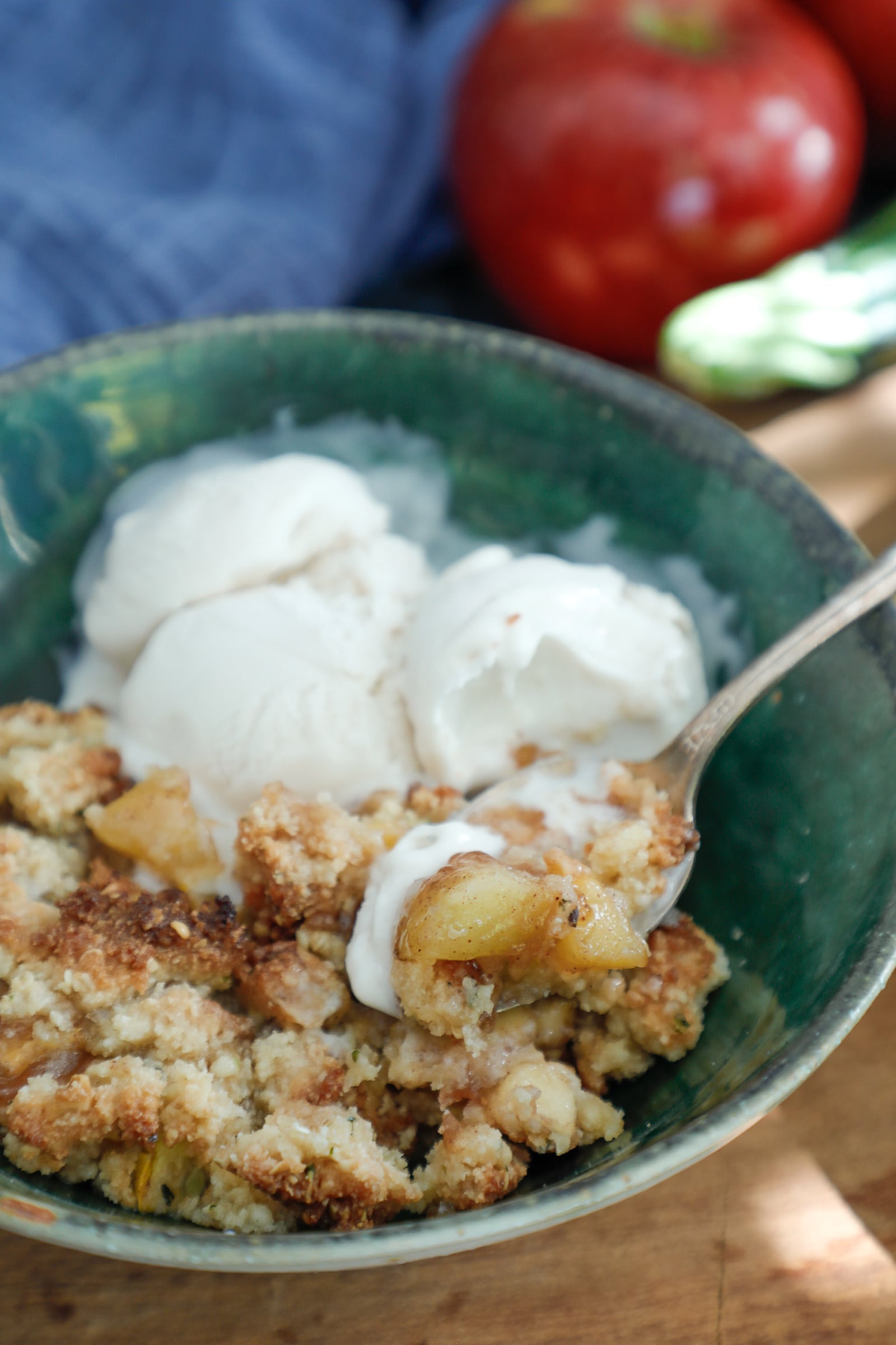 keto apple crisp with vanilla ice cream