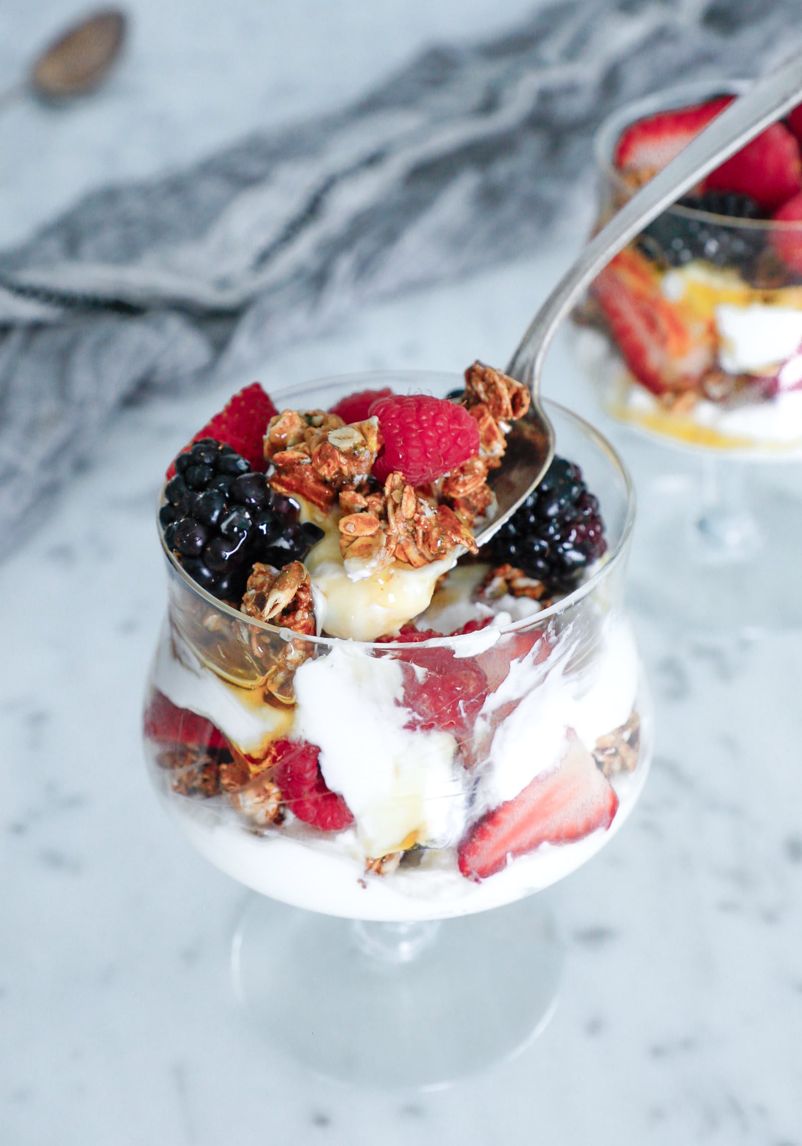 spoonful of yogurt parfait