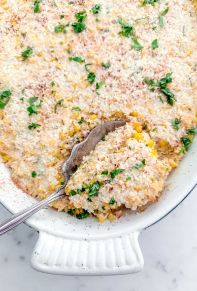 Spoonful of high protein street corn casserole